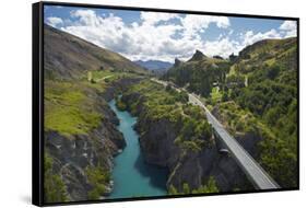 Bridge over Kawarau River, Kawarau Gorge, South Island, New Zealand-David Wall-Framed Stretched Canvas