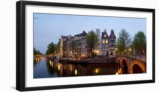 Bridge over Keizersgracht at dusk, Amsterdam, Netherlands-null-Framed Photographic Print