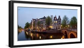 Bridge over Keizersgracht at dusk, Amsterdam, Netherlands-null-Framed Photographic Print