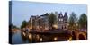 Bridge over Keizersgracht at dusk, Amsterdam, Netherlands-null-Stretched Canvas