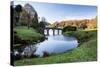 Bridge over Main Lake Landscape during Autumn.-Veneratio-Stretched Canvas