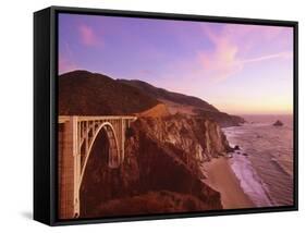 Bridge over Ocean Cliff, Big Sur, California, USA-Massimo Borchi-Framed Stretched Canvas