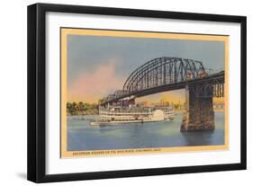 Bridge over Ohio River, Cincinnati-null-Framed Art Print