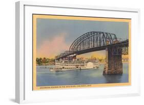Bridge over Ohio River, Cincinnati-null-Framed Art Print