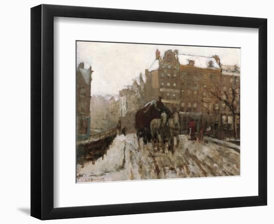 Bridge over Singel Canal by the Paleisstraat, Amsterdam, C.1895-1900-Georg-Hendrik Breitner-Framed Premium Giclee Print