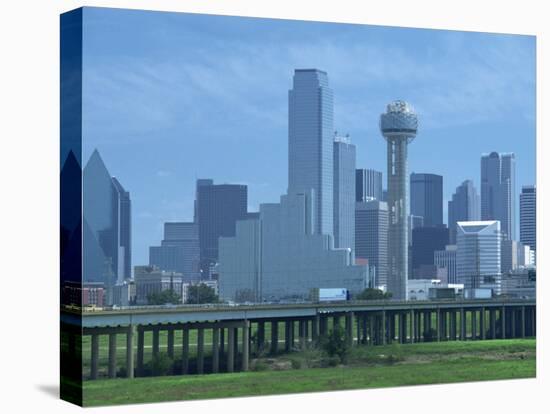 Bridge over the Dallas River Floodplain, and Skyline of the Downtown Area, Dallas, Texas, USA-Waltham Tony-Stretched Canvas