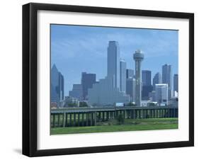 Bridge over the Dallas River Floodplain, and Skyline of the Downtown Area, Dallas, Texas, USA-Waltham Tony-Framed Photographic Print