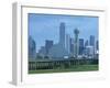 Bridge over the Dallas River Floodplain, and Skyline of the Downtown Area, Dallas, Texas, USA-Waltham Tony-Framed Photographic Print