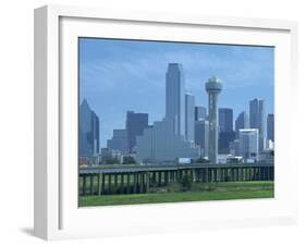 Bridge over the Dallas River Floodplain, and Skyline of the Downtown Area, Dallas, Texas, USA-Waltham Tony-Framed Photographic Print