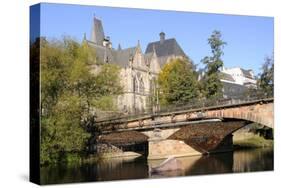 Bridge over the Lahn River and Medieval Old University Buildings, Marburg, Hesse, Germany, Europe-Nick Upton-Stretched Canvas