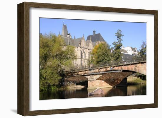 Bridge over the Lahn River and Medieval Old University Buildings, Marburg, Hesse, Germany, Europe-Nick Upton-Framed Photographic Print