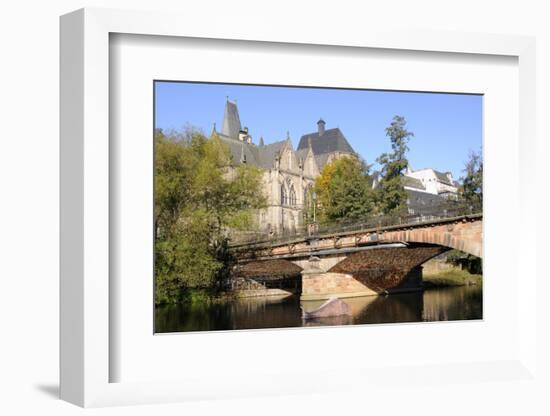 Bridge over the Lahn River and Medieval Old University Buildings, Marburg, Hesse, Germany, Europe-Nick Upton-Framed Photographic Print