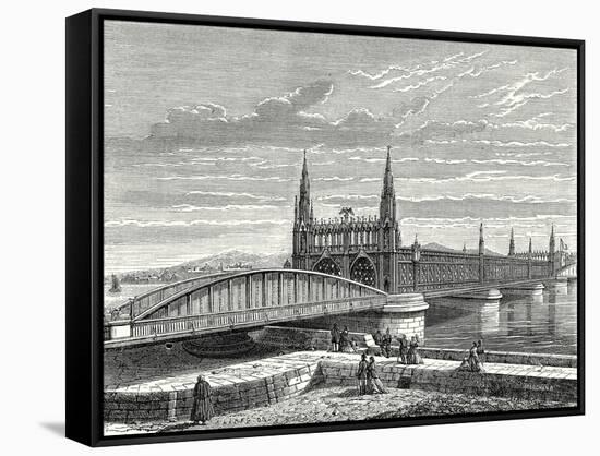 Bridge over the Rhine Between Strasbourg and Kehl-null-Framed Stretched Canvas