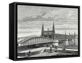 Bridge over the Rhine Between Strasbourg and Kehl-null-Framed Stretched Canvas