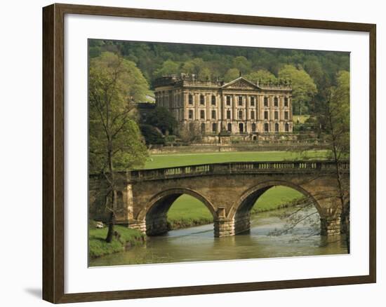 Bridge over the River and Chatsworth House, Derbyshire, England, United Kingdom, Europe-Christina Gascoigne-Framed Photographic Print