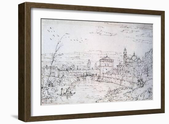 Bridge over the River and Santa Giustina, C1740-1780-Bernardo Bellotto-Framed Giclee Print