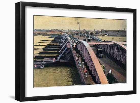 Bridge over the River Hooghly, Calcutta, India, C1880-1890-Samuel Bourne-Framed Giclee Print