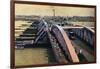 Bridge over the River Hooghly, Calcutta, India, C1880-1890-Samuel Bourne-Framed Giclee Print