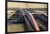 Bridge over the River Hooghly, Calcutta, India, C1880-1890-Samuel Bourne-Framed Giclee Print