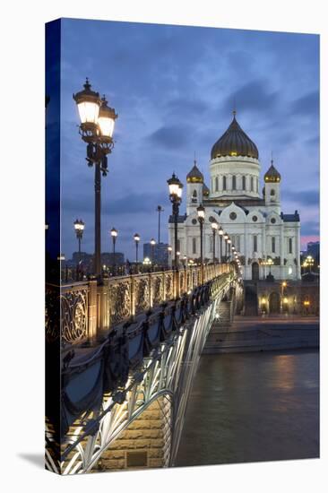 Bridge over the River Moscova and Cathedral of Christ the Redeemer at Night, Moscow, Russia, Europe-Martin Child-Stretched Canvas