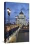 Bridge over the River Moscova and Cathedral of Christ the Redeemer at Night, Moscow, Russia, Europe-Martin Child-Stretched Canvas