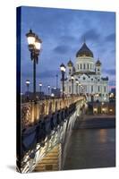 Bridge over the River Moscova and Cathedral of Christ the Redeemer at Night, Moscow, Russia, Europe-Martin Child-Stretched Canvas