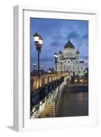 Bridge over the River Moscova and Cathedral of Christ the Redeemer at Night, Moscow, Russia, Europe-Martin Child-Framed Photographic Print