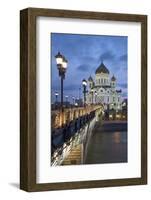 Bridge over the River Moscova and Cathedral of Christ the Redeemer at Night, Moscow, Russia, Europe-Martin Child-Framed Photographic Print