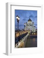 Bridge over the River Moscova and Cathedral of Christ the Redeemer at Night, Moscow, Russia, Europe-Martin Child-Framed Photographic Print