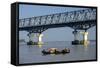 Bridge over the River Salouen (Thanlwin) from View Point, Mawlamyine (Moulmein), Myanmar (Burma)-Nathalie Cuvelier-Framed Stretched Canvas