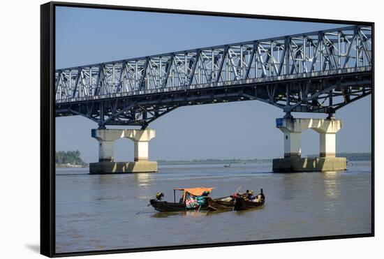 Bridge over the River Salouen (Thanlwin) from View Point, Mawlamyine (Moulmein), Myanmar (Burma)-Nathalie Cuvelier-Framed Stretched Canvas