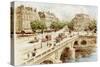 Bridge over the River Seine, Paris, 1870s-null-Stretched Canvas