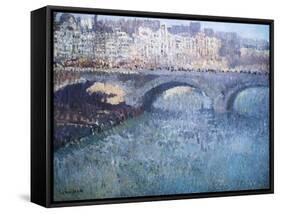 Bridge Over the Seine, Pont De Seine, Paris-Eugène Boudin-Framed Stretched Canvas