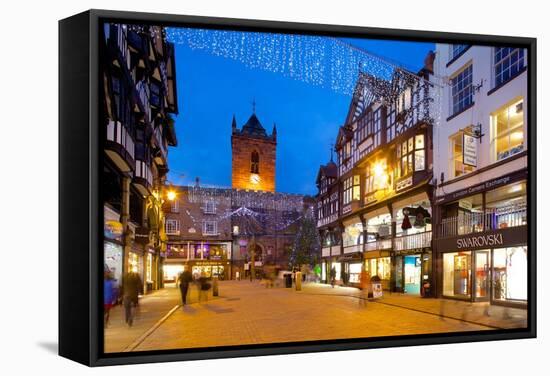 Bridge Street at Christmas, Chester, Cheshire, England, United Kingdom, Europe-Frank Fell-Framed Stretched Canvas