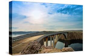 Bridge to the Pag Island with Sun and Clouds, Croatia-Lamarinx-Stretched Canvas