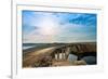 Bridge to the Pag Island with Sun and Clouds, Croatia-Lamarinx-Framed Photographic Print