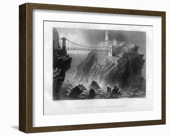 Bridge to the South Stack Lighthouse, Near Holyhead, 1886-JJ Hinchcliffe-Framed Giclee Print