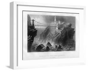 Bridge to the South Stack Lighthouse, Near Holyhead, 1886-JJ Hinchcliffe-Framed Giclee Print