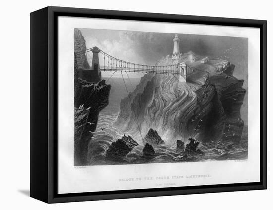 Bridge to the South Stack Lighthouse, Near Holyhead, 1886-JJ Hinchcliffe-Framed Stretched Canvas