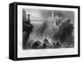 Bridge to the South Stack Lighthouse, Near Holyhead, 1886-JJ Hinchcliffe-Framed Stretched Canvas