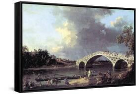 Bridge-Canaletto-Framed Stretched Canvas