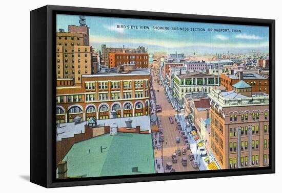 Bridgeport, Connecticut - Aerial View of Business Section of the City-Lantern Press-Framed Stretched Canvas