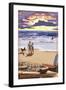 Bridgeport, Connecticut - Beach and Sunset-Lantern Press-Framed Art Print