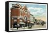 Bridgeport, Connecticut - East Main Street View of the American Theatre-Lantern Press-Framed Stretched Canvas