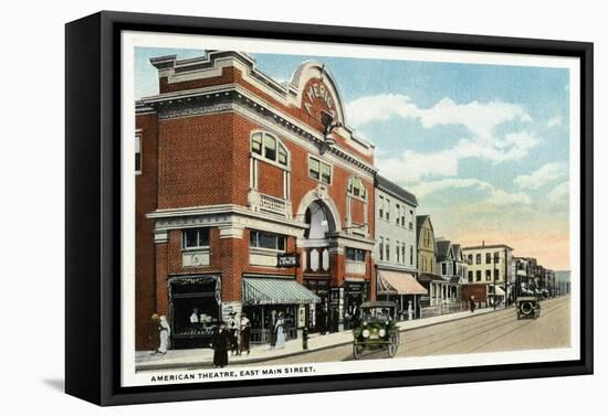 Bridgeport, Connecticut - East Main Street View of the American Theatre-Lantern Press-Framed Stretched Canvas