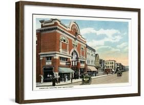 Bridgeport, Connecticut - East Main Street View of the American Theatre-Lantern Press-Framed Art Print