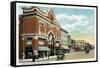 Bridgeport, Connecticut - East Main Street View of the American Theatre-Lantern Press-Framed Stretched Canvas