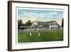 Bridgeport, Connecticut - Exterior View of Brooklawn Country Club, Women Golfing-Lantern Press-Framed Art Print