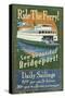 Bridgeport, Connecticut - Ferry Ride Vintage Sign-Lantern Press-Stretched Canvas
