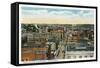 Bridgeport, Connecticut - Northern Aerial View of Main Street-Lantern Press-Framed Stretched Canvas